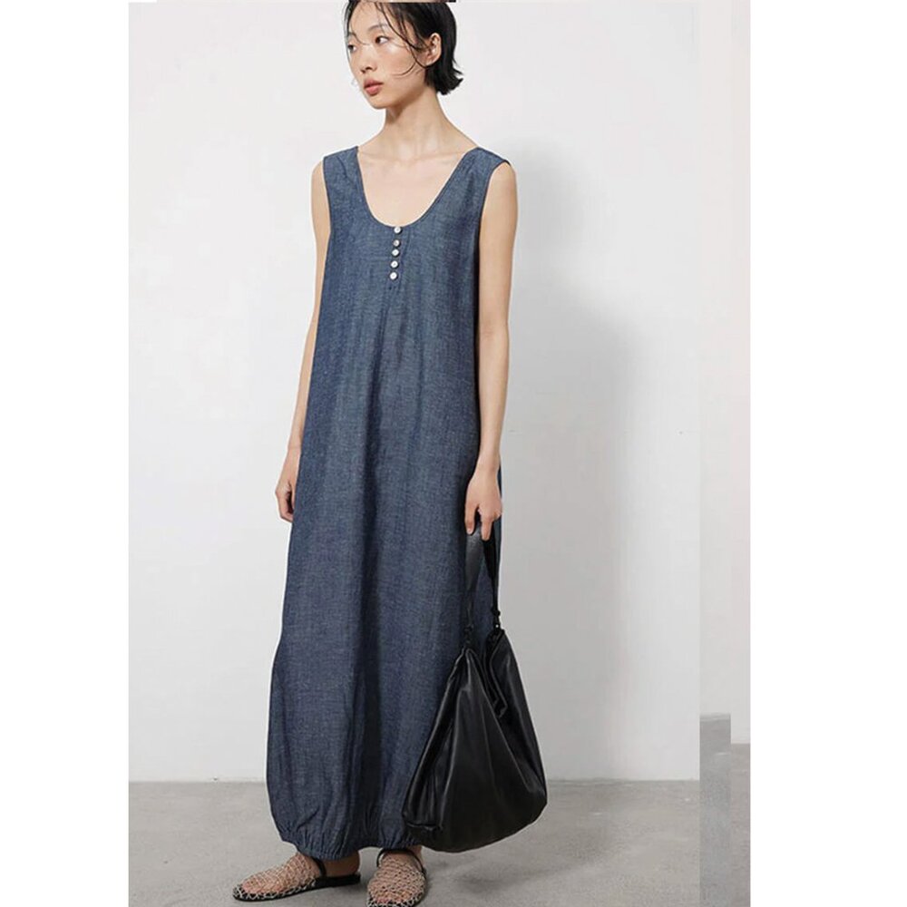 Pixie Market Bubble Hem Chambray Dress